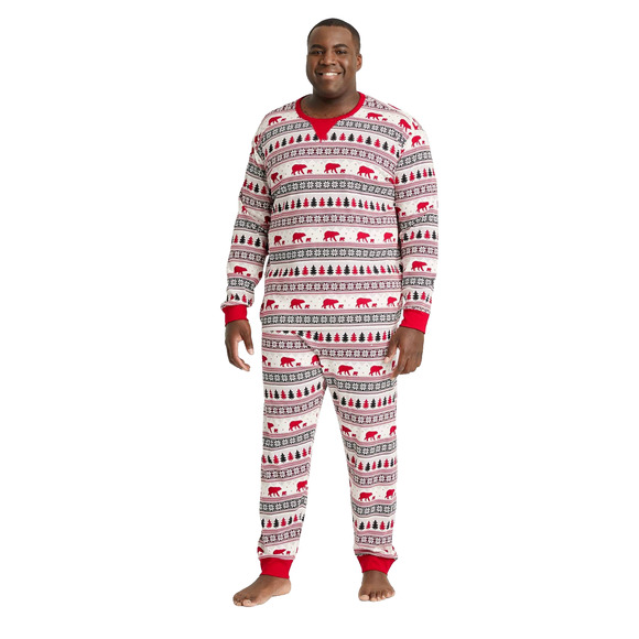 WonderShop Men's 2-Piece White, Red & Black Fairisle Pajama Set - Size XX-Large - Picture 1 of 5